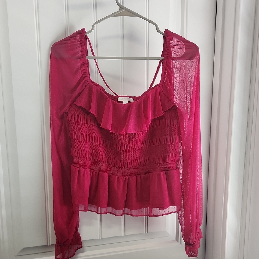 Elegant Pink Ruffled Women's Top